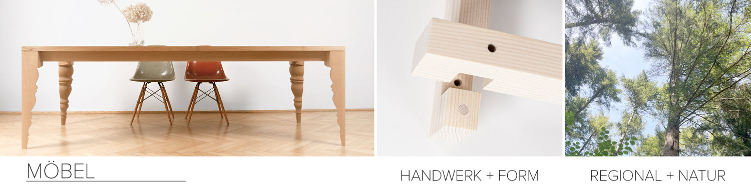 Die Moebel Compagnie beschreibt ihre Philosophie: Wir bauen handwerkliche Designmöbel mit regionalen Handwerksbetrieben und unsere Möbel sidn extrem nachhaltig. Sie werden nur geölt. Nicht lackiert.